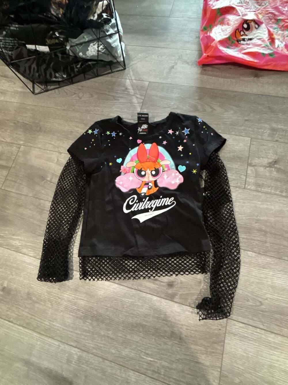Civil Regime x The Powerpuff Girls Blossom Graphic Mesh Long Sleeve Layered